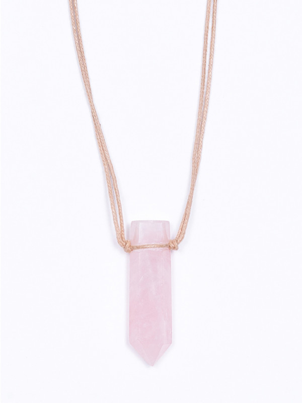 Colar Aromático Lapidado em Ponta - Quartzo Rosa