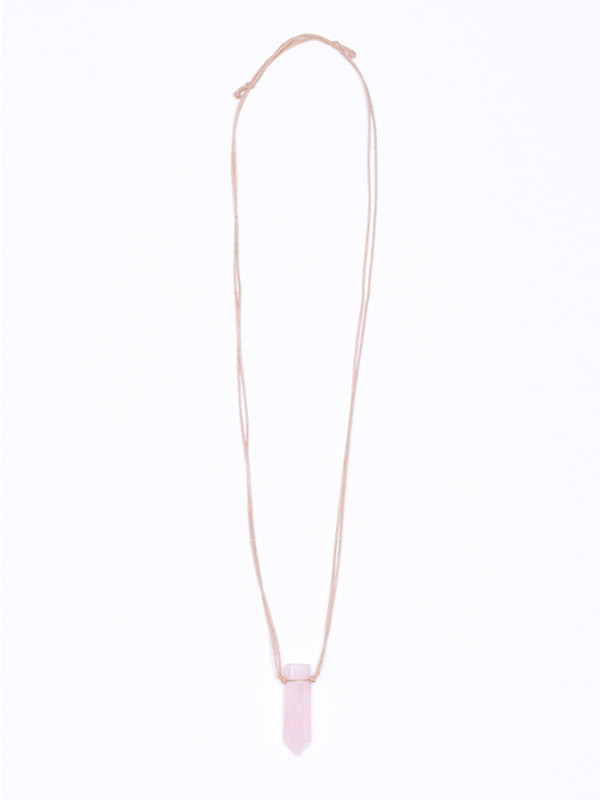 Colar Aromático Lapidado em Ponta - Quartzo Rosa