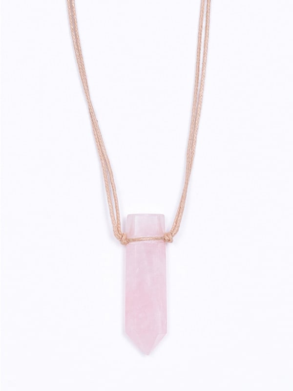 Colar Aromático Lapidado em Ponta - Quartzo Rosa