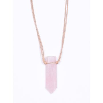 Colar Aromático Lapidado em Ponta - Quartzo Rosa