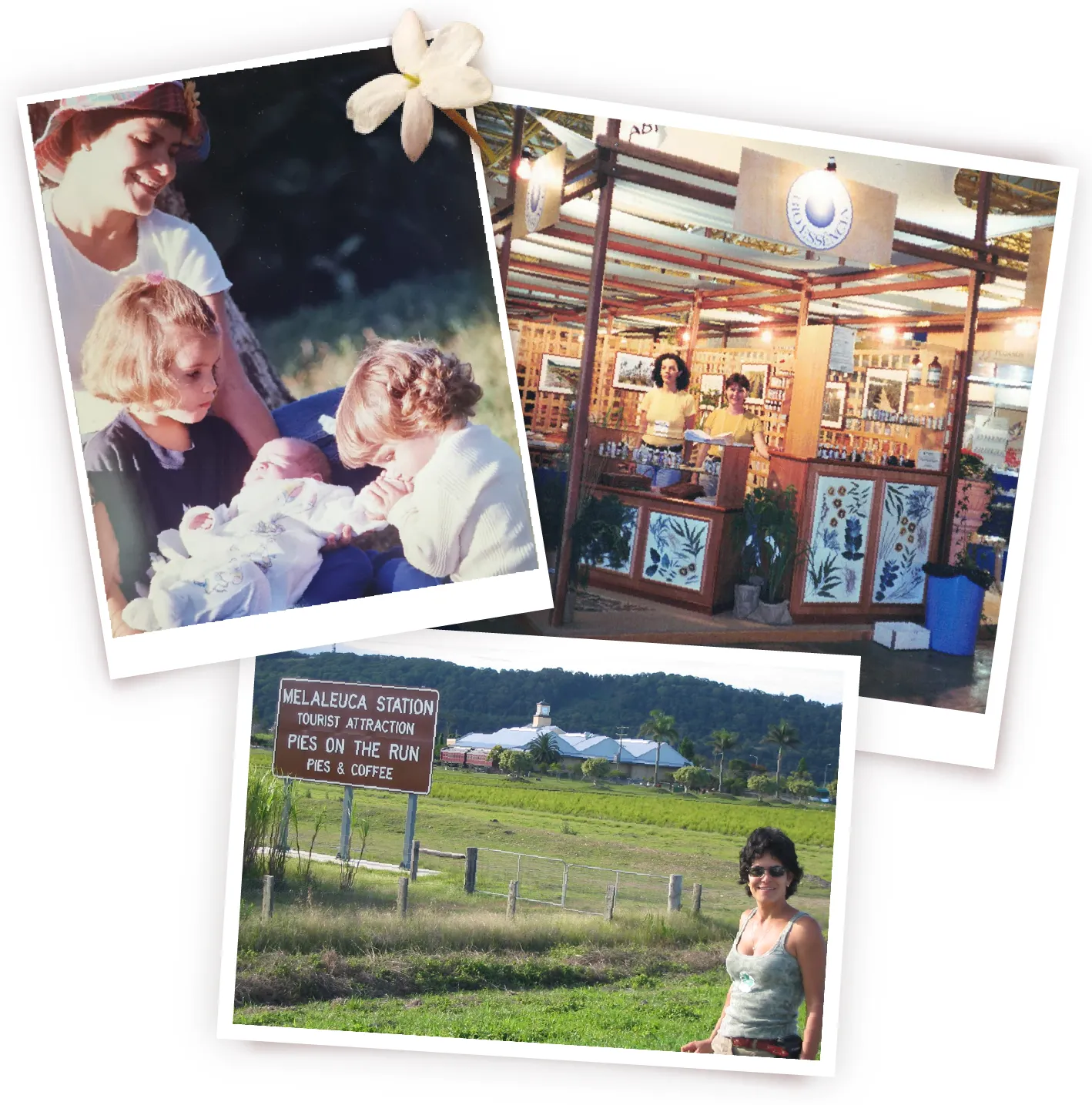 Priscila com os filhos, fazenda Melaleuca e primeira feira BioEssência